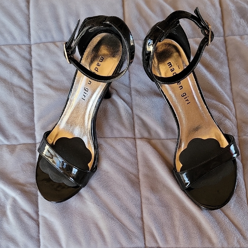 Madden Girl Black Patent Strappy Heels